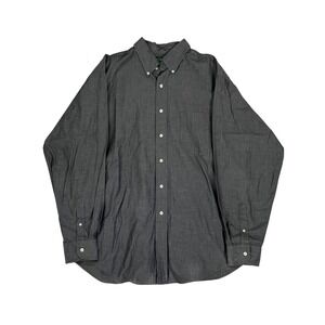VINTAGE 90s J Crew Oarsman Shirt Men M Charcoal Button Down Preppy